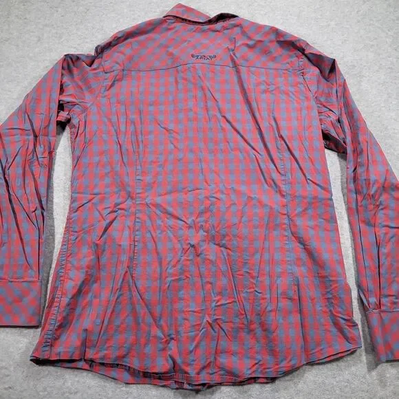 Ariat Kirby Stretch Women XL Fitted Red (Pinkish) Blue Gingham Long Sleeve Shirt - Picture 7 of 12